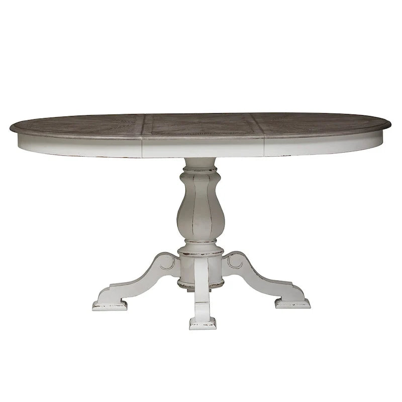 Magnolia Manor Round Pedestal Dining Table with Expandable Leaves - 2 Finishes – Image 7
