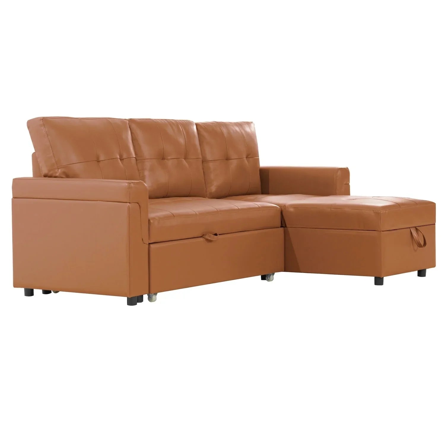Convertible Reversible Sectional Sofa with Pull-Out Sleeper Bed, Hidden Storage Chaise, and Durable Legs – Image 69