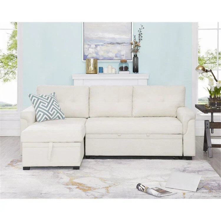 Convertible Reversible Sectional Sofa with Pull-Out Sleeper Bed, Hidden Storage Chaise, and Durable Legs – Image 48
