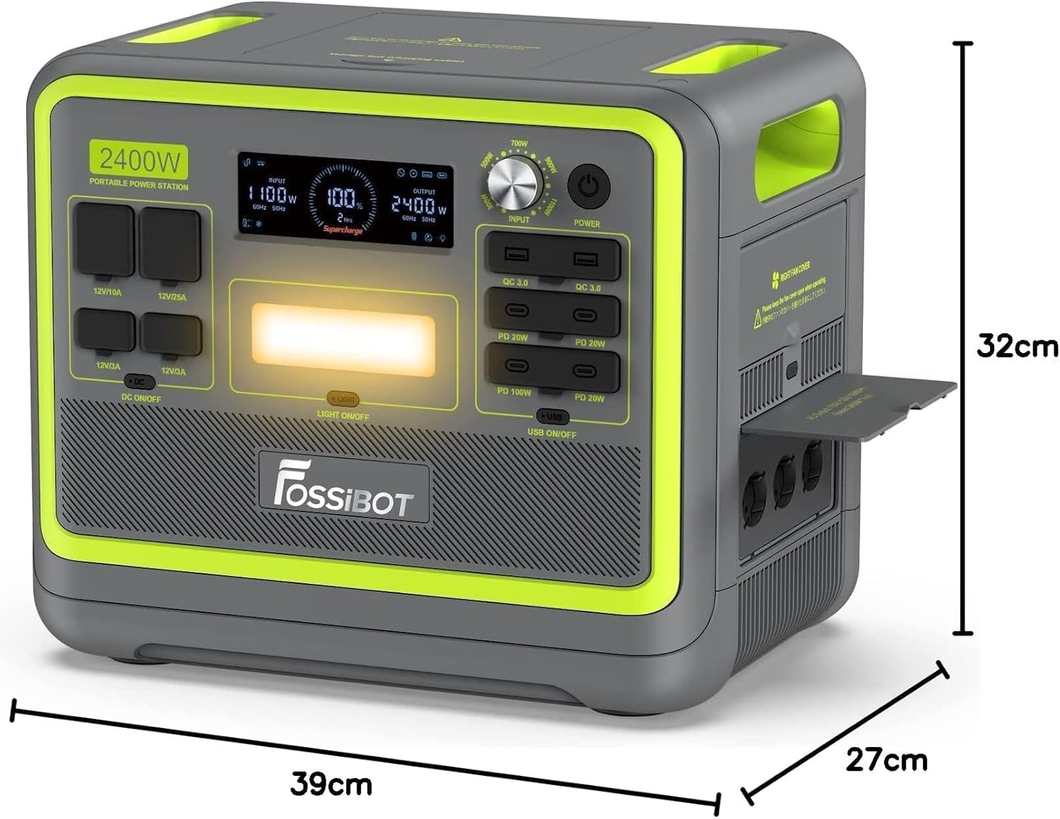 FOSSiBOT F2400 Generateur Electrique Portable, 2048Wh Batterie LiFePO4 Station électrique, 3 Sorties CA 2400W (4800W Pic) 230V Groupe Electrogene Solaire pour Camping, Voyage Maison/Bureau – Image 13