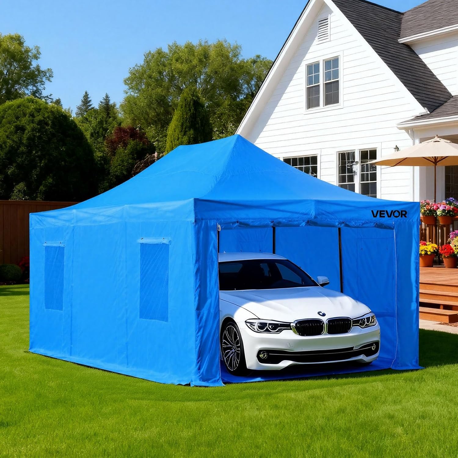 VEVOR Cabine de Peinture Portable 587x398x178 cm, Tente de Pulvérisation avec Cadre Pliable et 4 Fenêtres Latérales en Maille, Ventilation Améliorée, pour Pièces Automobiles, Meubles, Peinture Auto – Image 8