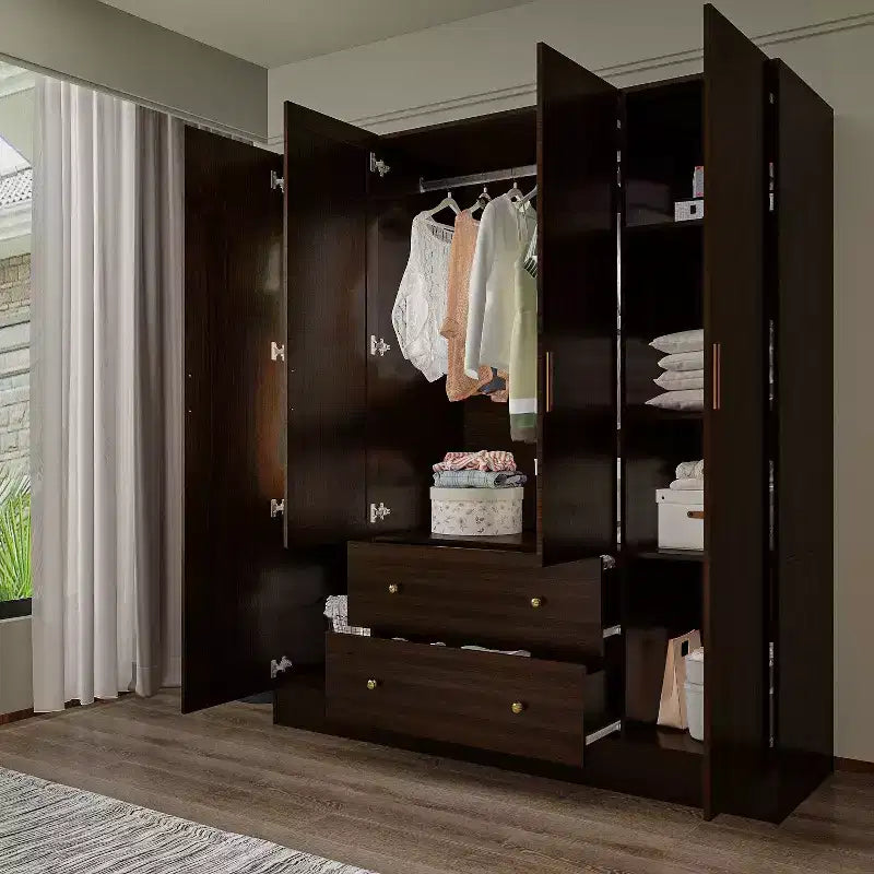 Hitow Armoire 2-Large Drawer Center Hanging Area with Mirror Minimalist Style – Image 4