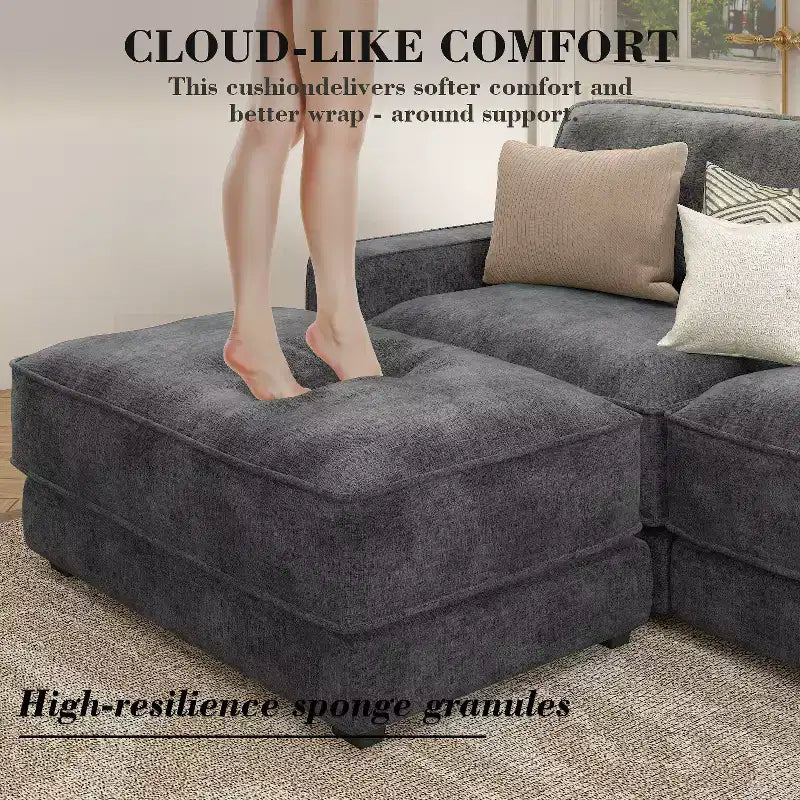 Dyonery 158 Extra Large Modular Sectional Sofa, CHENILLE Fabric with Deep Seat, Tool-Free Assembly – Image 3