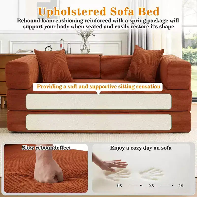 Dyonery 78Folding Sofa Bed Convertable Corduroy Couch King Size Floor Sleeper 4-in-1 DIY Combination Modular Sofa Fold Out Comfy sofa. – Image 30