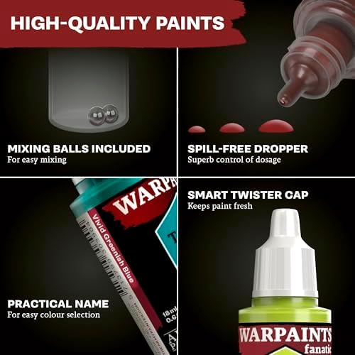 The Army Painter, Warpaints Fanatic Wargamers Set Combo, 102 x 18 ml Peintures Acryliques incl. Métalliques, Lavis, Effets, 2 Pinceaux & 1 Figurine - Ensemble de peinture pour D&D & Warhammer. – Image 5