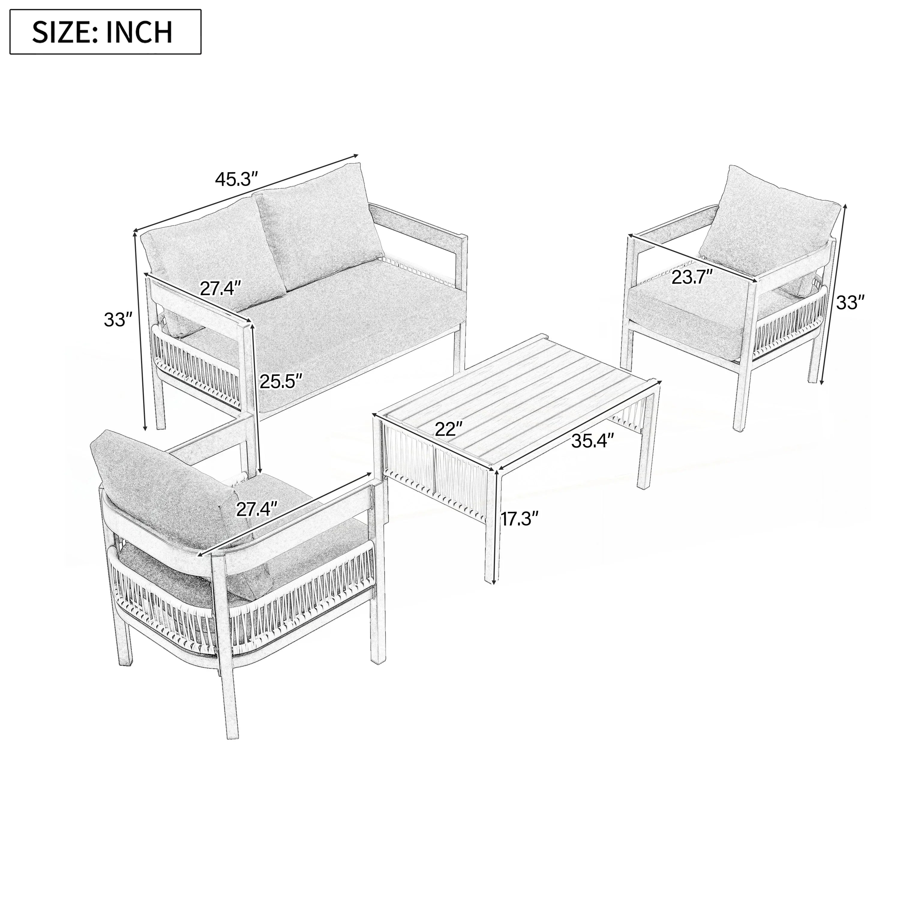 4-Piece Outdoor Furniture Sofa Set – Image 24