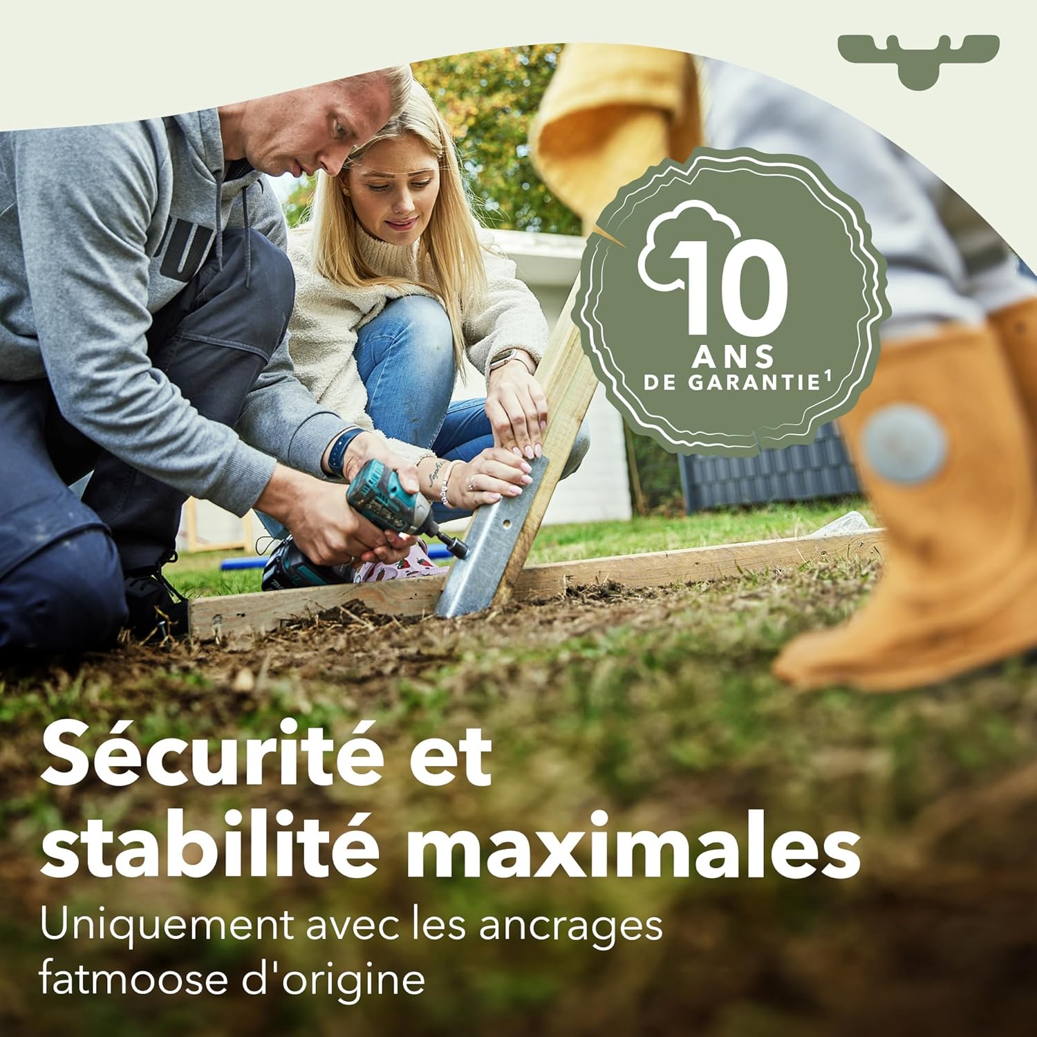 FATMOOSE Portique de Balançoire JollyJack - Double Avec Toboggan Vert Pomme et Annexe à Grimper, en Bois Pour Enfants Dans Le Jardin – Image 2