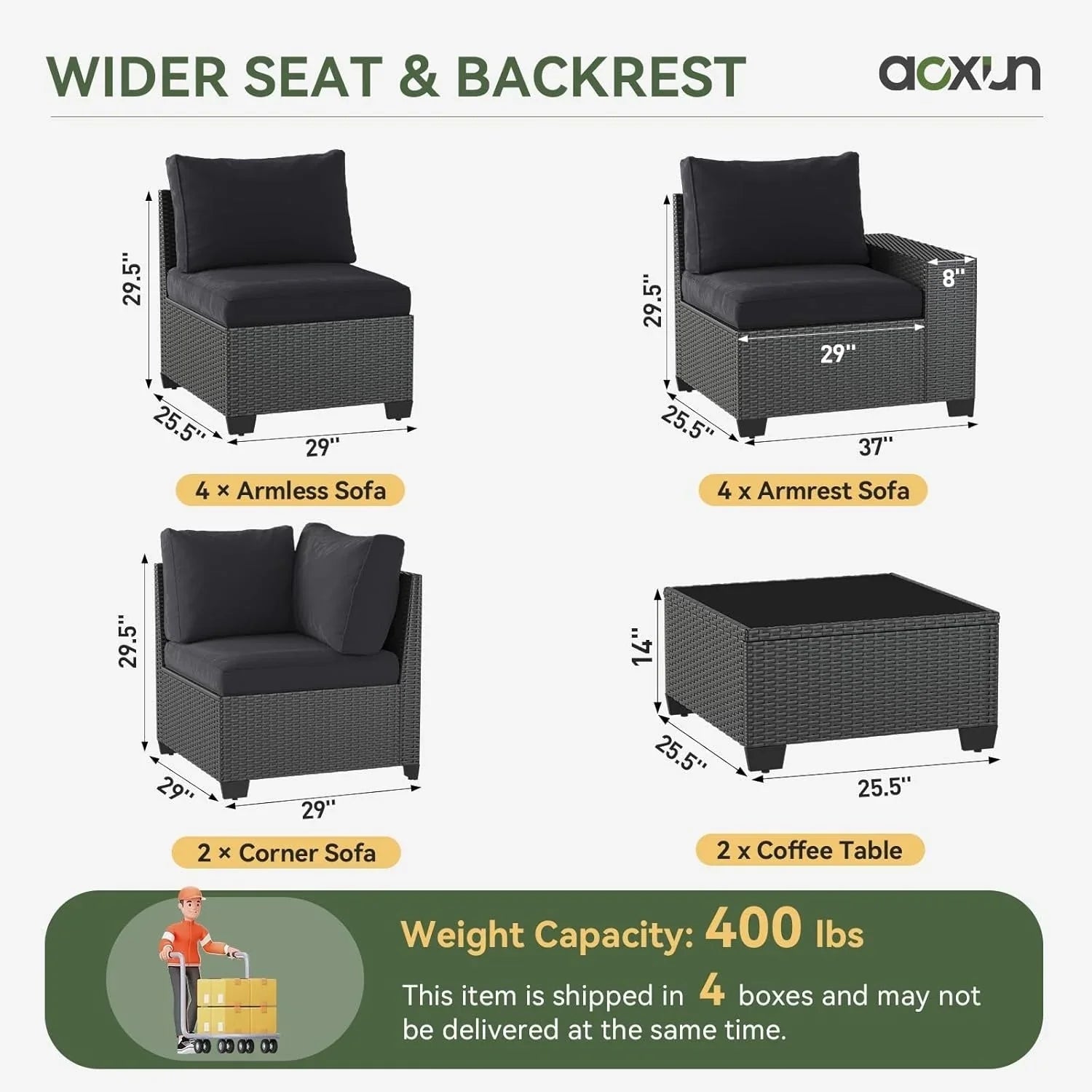 Outdoor Patio Furniture Sets with 4in Thicken Cushion – Image 28