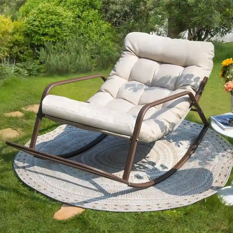 FINCATI Outdoor Extra-large Comfy Rocking Chair, 450 lbs Indoor Recliner Rocking Papasan Chair for All Seasons – Image 2