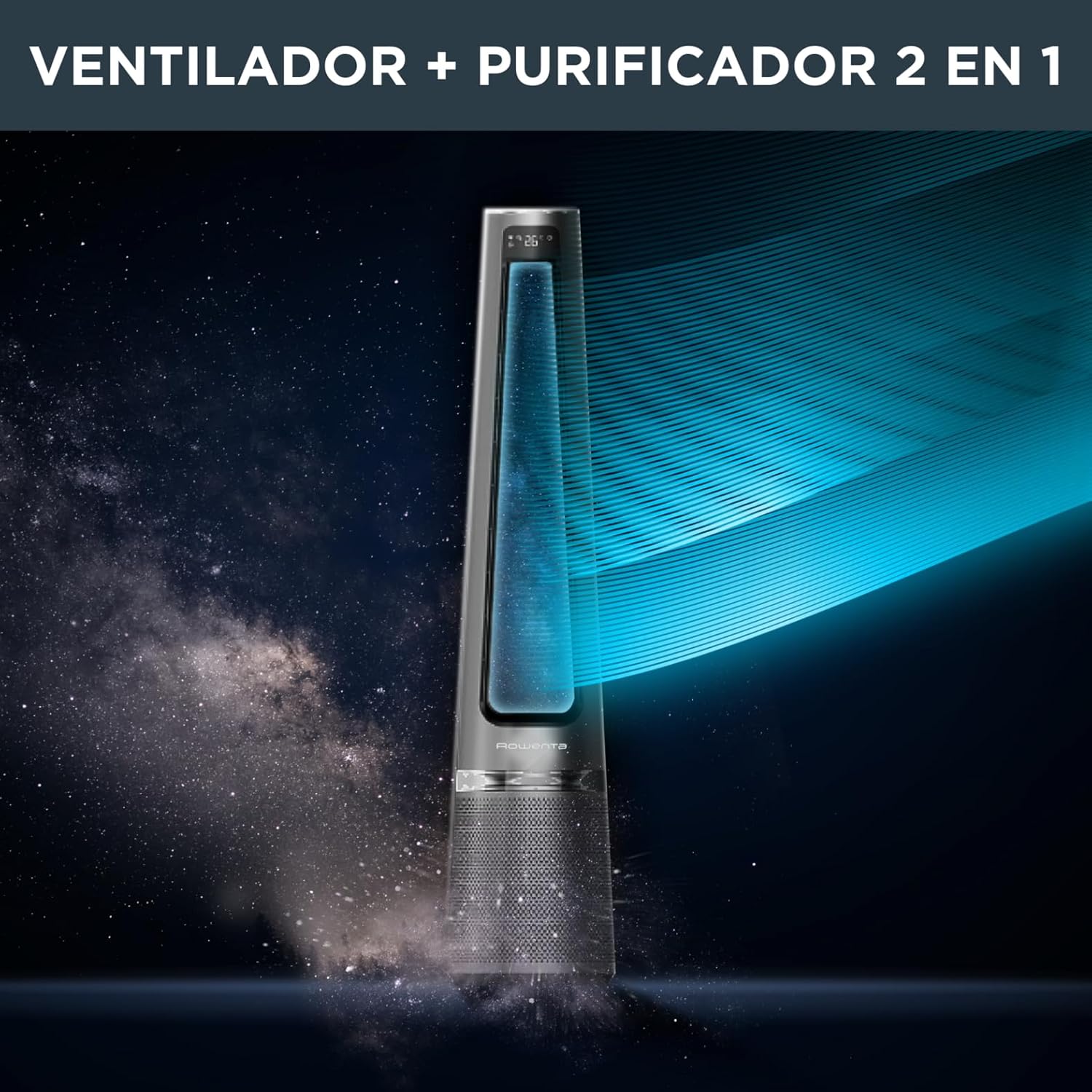 Rowenta Eclipse 2-en-1 Ventilateur purificateur, Ventile et filtre l'air, Particules fines, 32 dB (A), Puissant, Oscillation, 12 vitesses, Minuteur, Départ différé QU5030F0 – Image 4