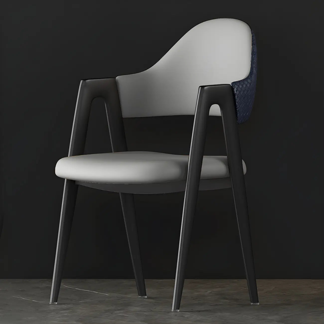 Modern Leather Curved Open Back Arm Dining Chair – Image 13