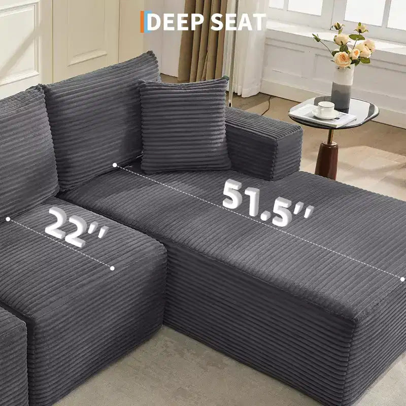 108 Modern Sofa Couch, 3 Seater Upholstered L Shaped Sofa with Pillows, Deep Seat Sofa, No Assembly Required – Image 43