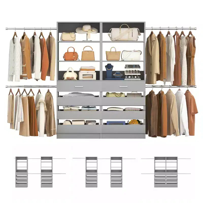 Besiost Closet System with 8 Wooden Drawers and 4 Hanging Rods – Image 11