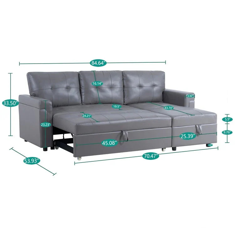 Convertible Reversible Sectional Sofa with Pull-Out Sleeper Bed, Hidden Storage Chaise, and Durable Legs – Image 77