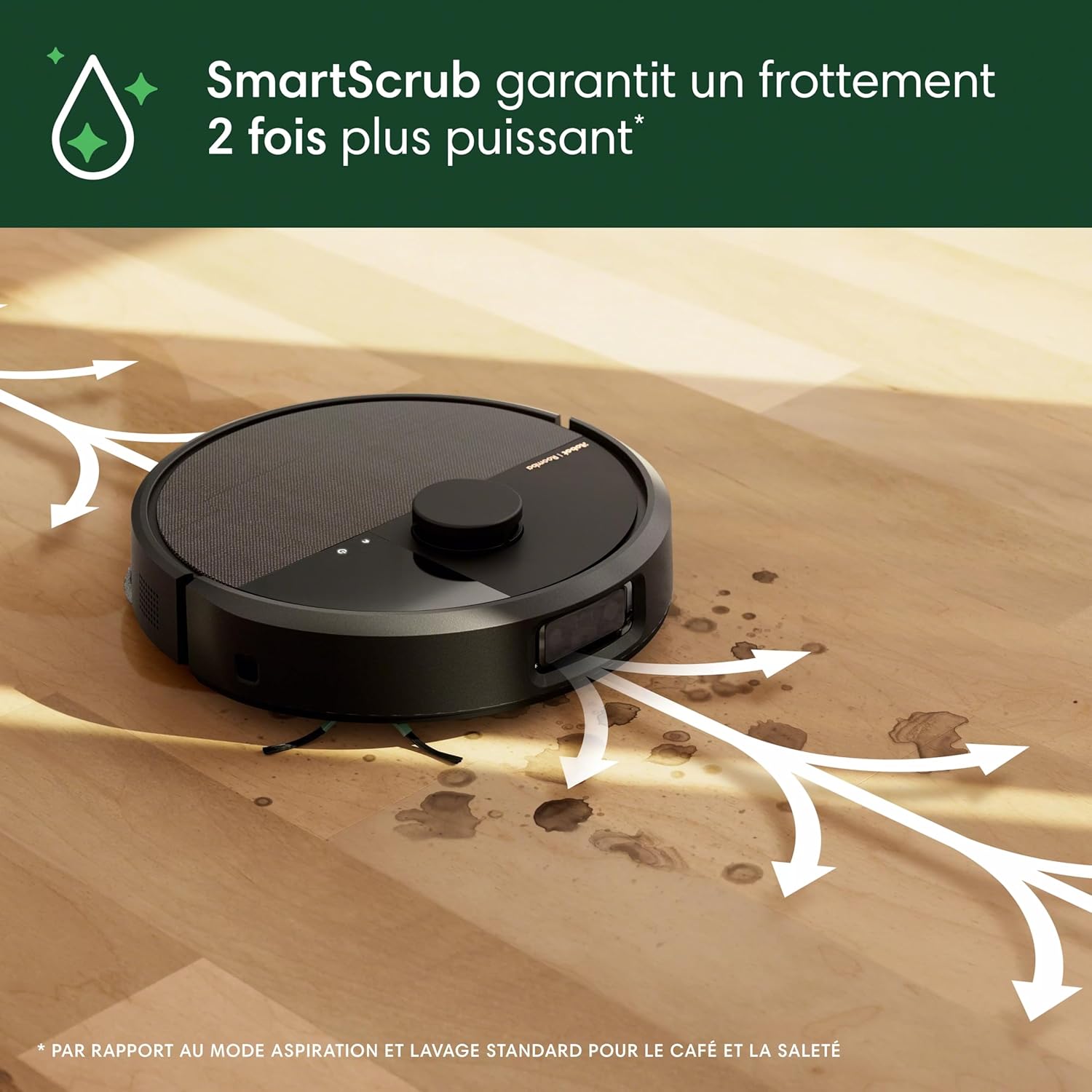iRobot Roomba Plus 505 Combo Robot + AutoWash - Base Multifonction - Lavage et séchage à l'air Chaud des lingettes - PrecisionVision IA - LiDAR Clearview Pro - 75 Jours d'autovidage - Noir – Image 8
