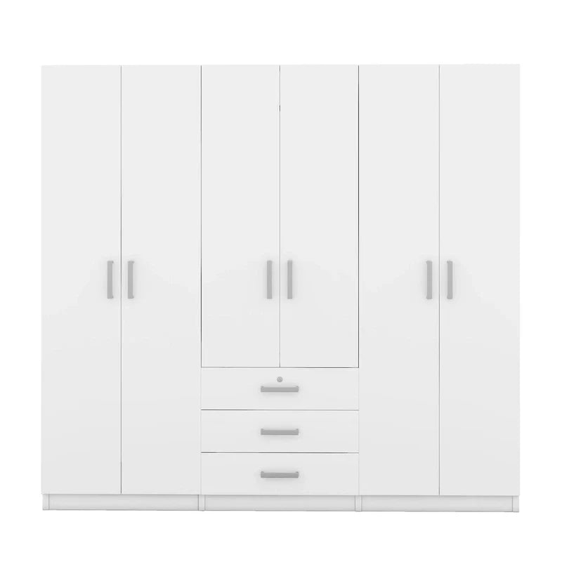 6-Doors Wooden Wardrobe Storage with 3 Big Drawers for Bedroom – Image 12