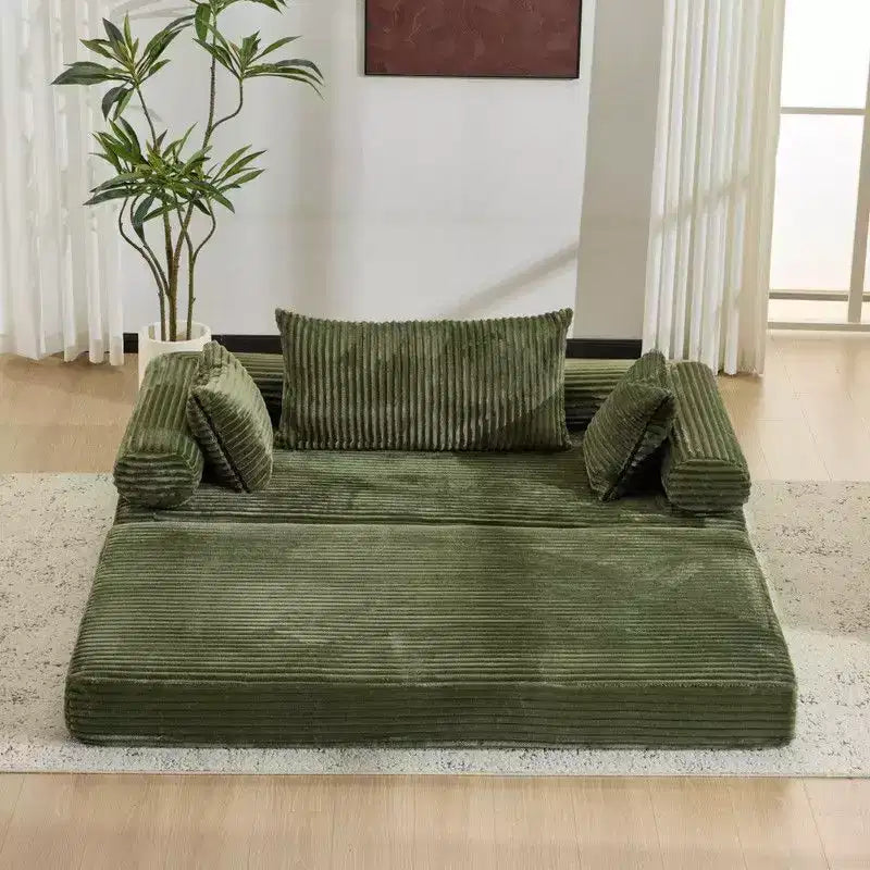 Dark Gray / Gray / Green / Sea Blue Corduroy Convertible Sleeper Sofa Bed, 2-Seater – Image 12