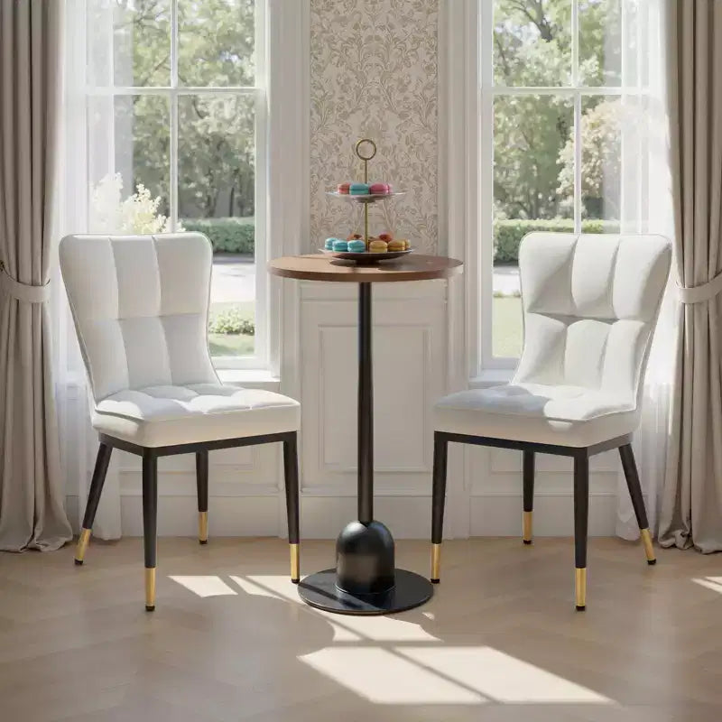 Bekrvio Dining Room Chairs Set of 6, Modern Upholstered Faux Leather Seat with High Back, Metal Legs, Armless Kitchen Chairs for Living Dinning Room – Image 9
