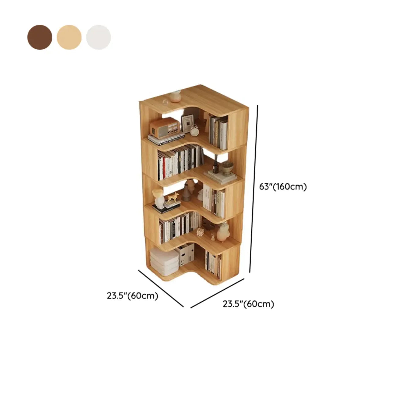 Manufactured Wood Corner Bookshelf with 6 Shelves – Image 38