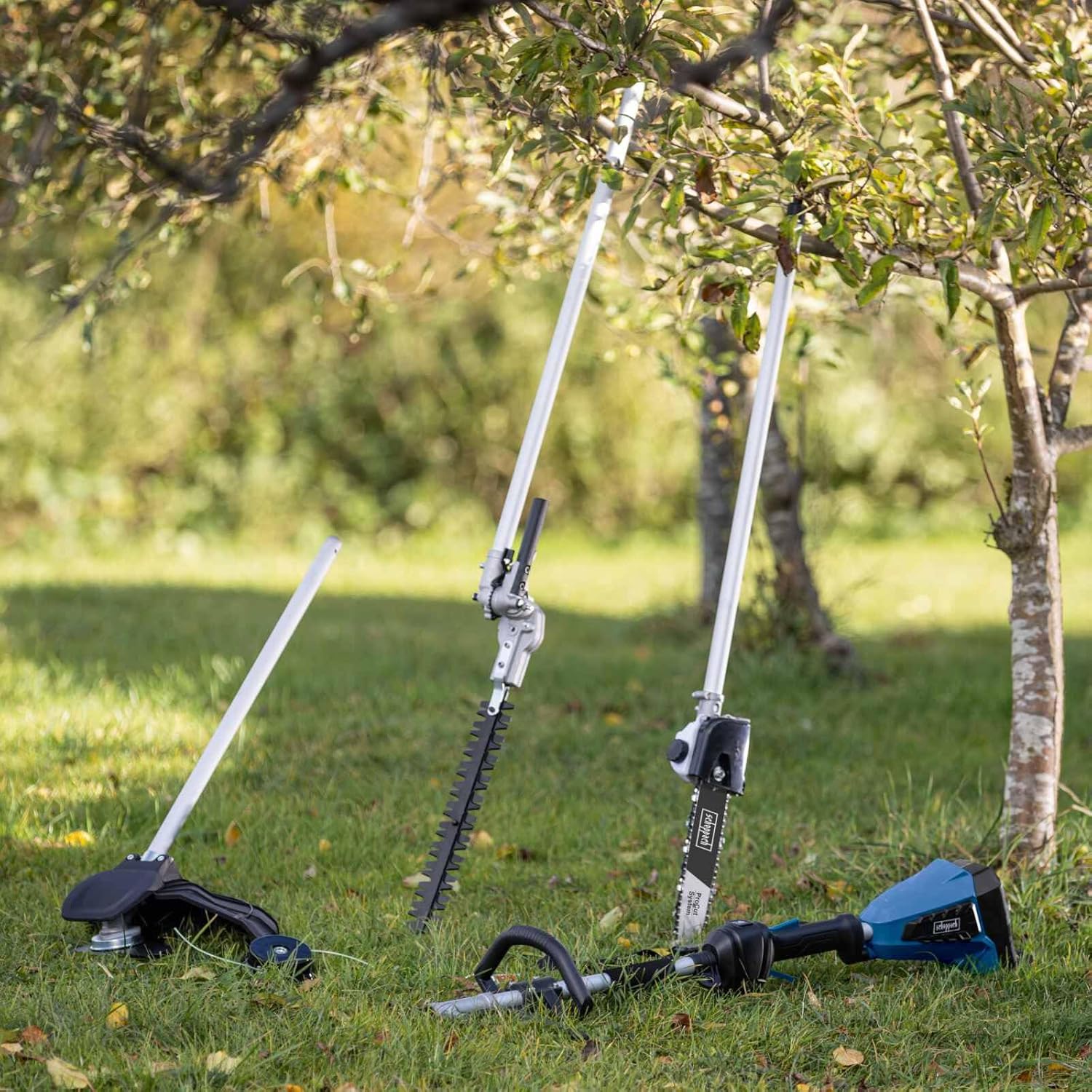 Scheppach Appareil multifonction 4 en 1 BC-MFH400-X 20V Brushless Multigarten, débroussailleuse, taille-haie, haute série 20V-IXES | avec batterie de 2 Ah et double chargeur – Image 2