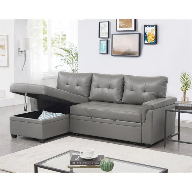 Convertible Reversible Sectional Sofa with Pull-Out Sleeper Bed, Hidden Storage Chaise, and Durable Legs – Image 78