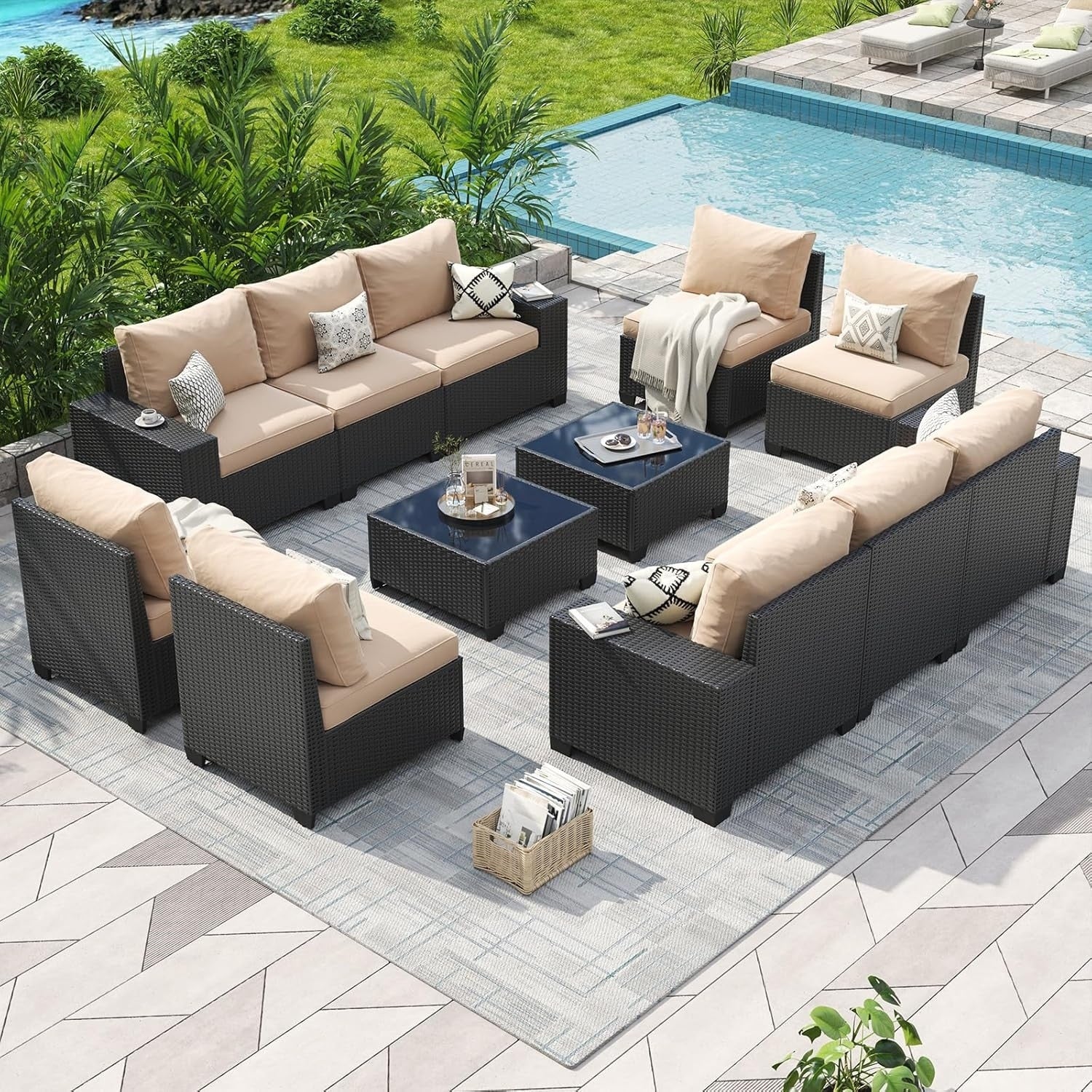 Outdoor Patio Furniture Sets with 4in Thicken Cushion – Image 24