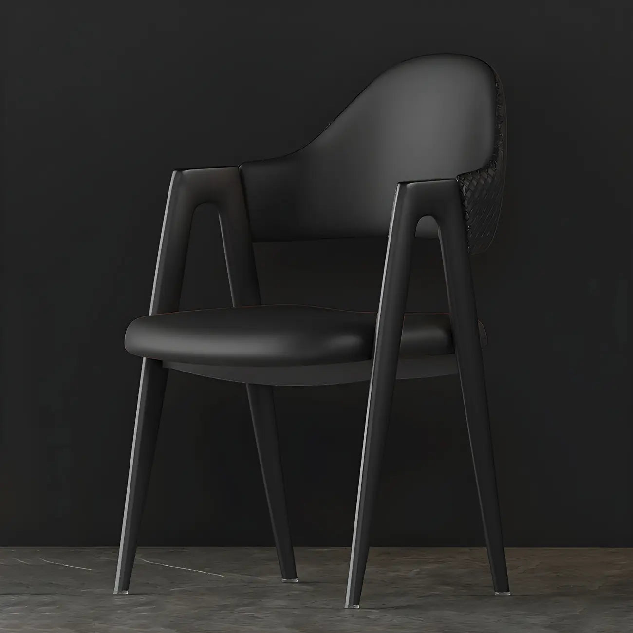 Modern Leather Curved Open Back Arm Dining Chair – Image 9