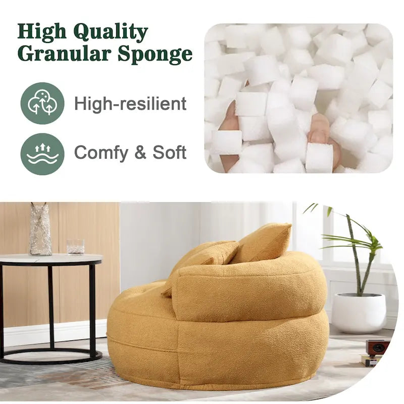 Round Lazy Sofa Chair – White/Blue/Grey/Yellow/Orange/Rose Red/Navy/Green, Single & Couple Seat – Image 33
