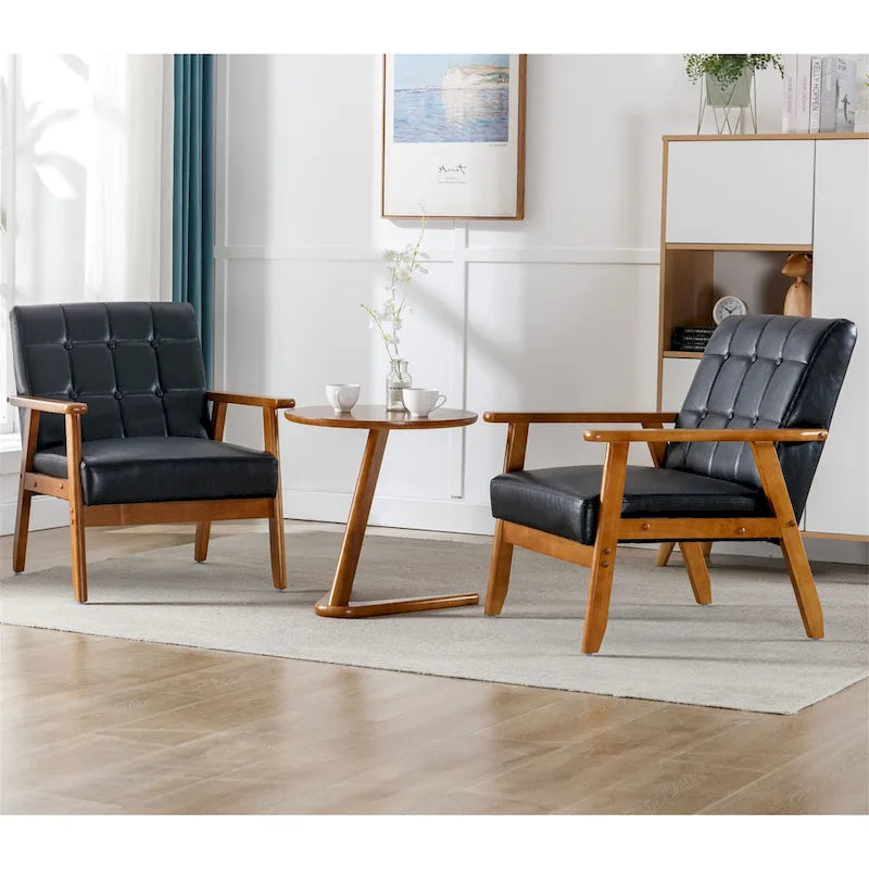 Mid Century Modern Accent Chairs Set of 2 with Side Table – Image 10