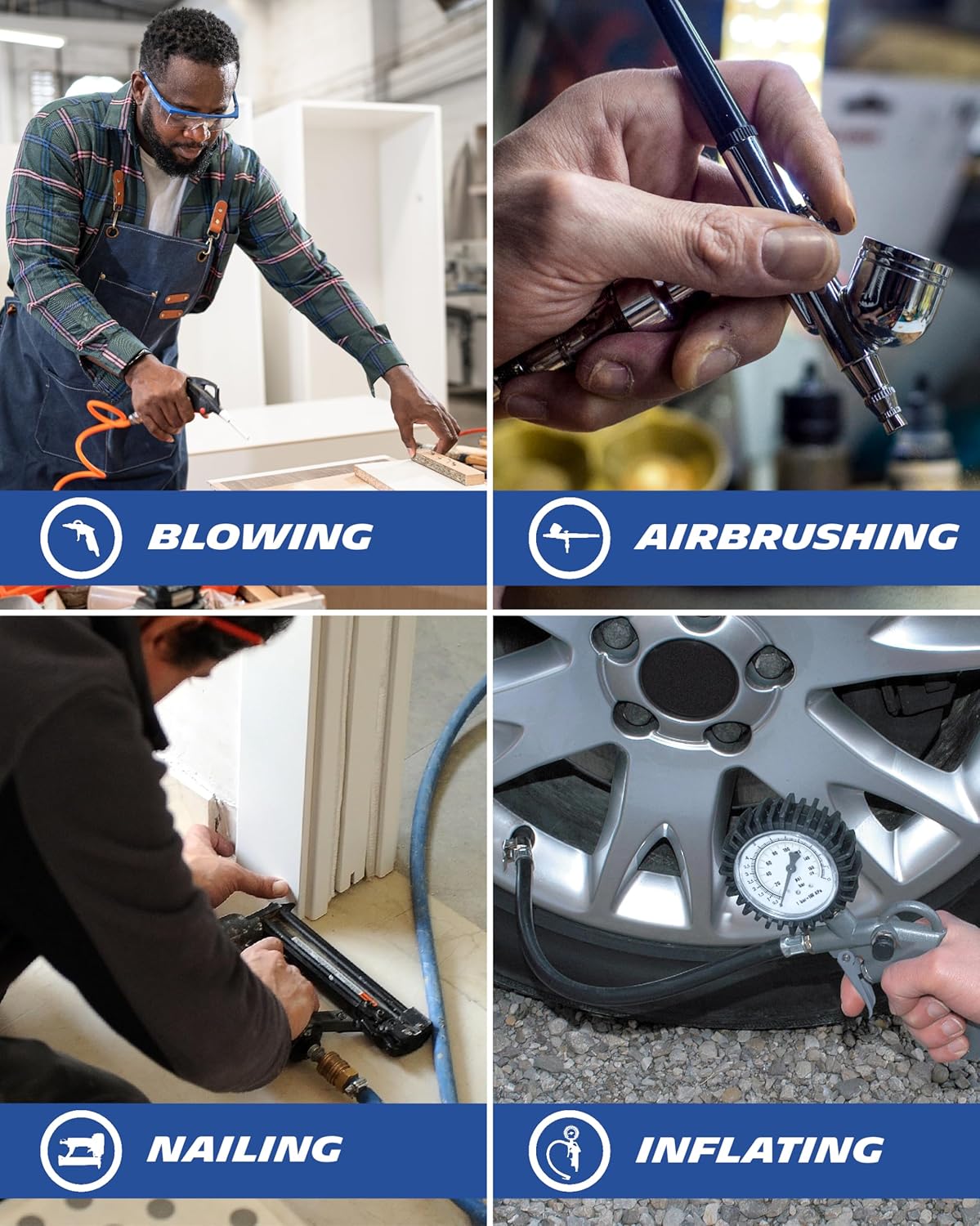 MICHELIN Compresseur d'Air Mobile Silencieux MX 10/1, Compresseur d'Air Sans Huile, Pression Maximale 8 Bar, Puissance 1 CV, Réservoir 10 litres, Niveau Sonore 58 dB LpA – Image 4