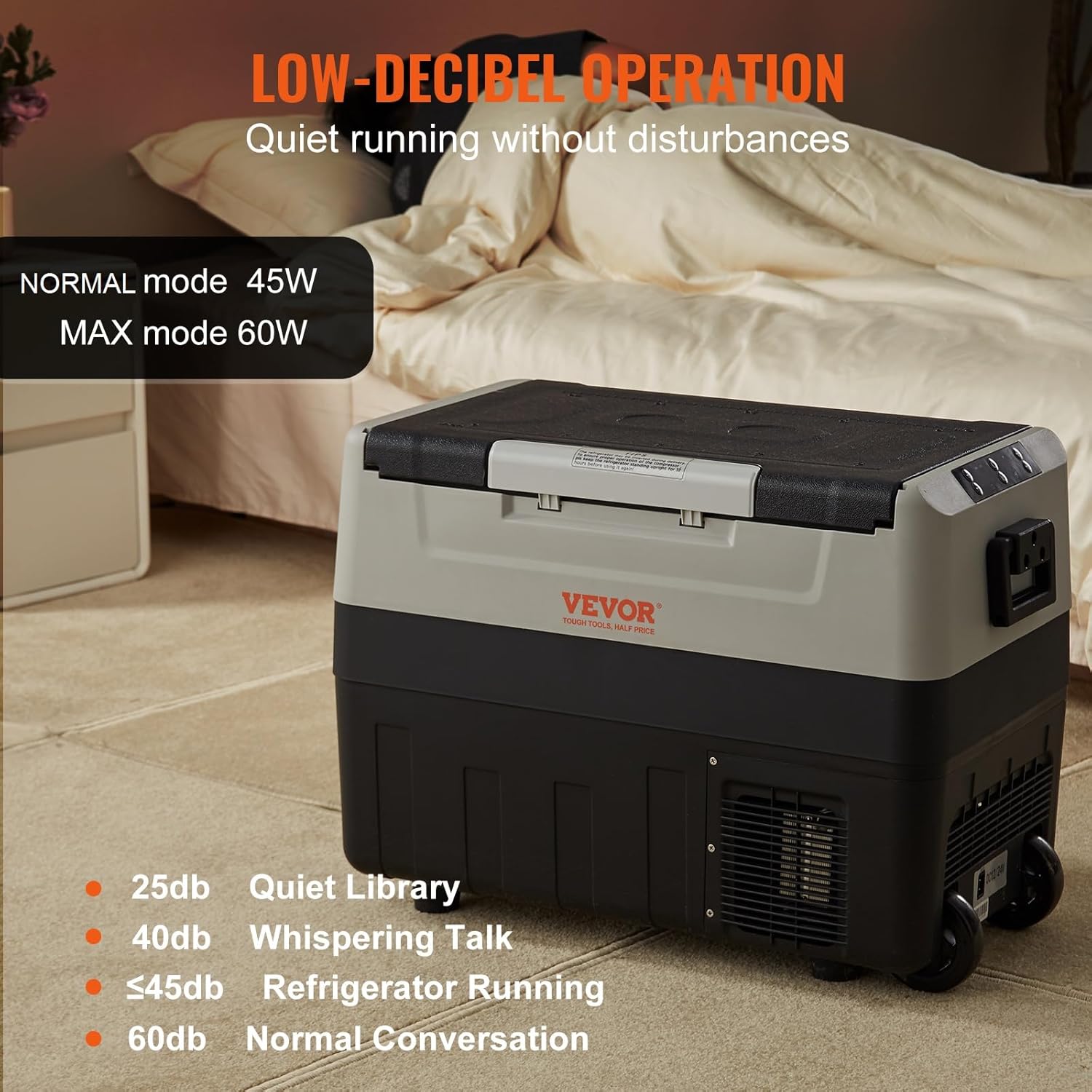 VEVOR Glacière Électrique Portable de 55 L Réfrigérateur de Voiture Portable 12/24 V CC 100-240 V CA Frigo Voiture Double Zone 0,6 kW.h -20 °C à 10 °C Réglable Congélateur pour Camion Bateau Camping – Image 4