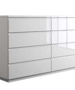 Commode 8 tiroirs 160x45x80 cm - Blanc - design moderne