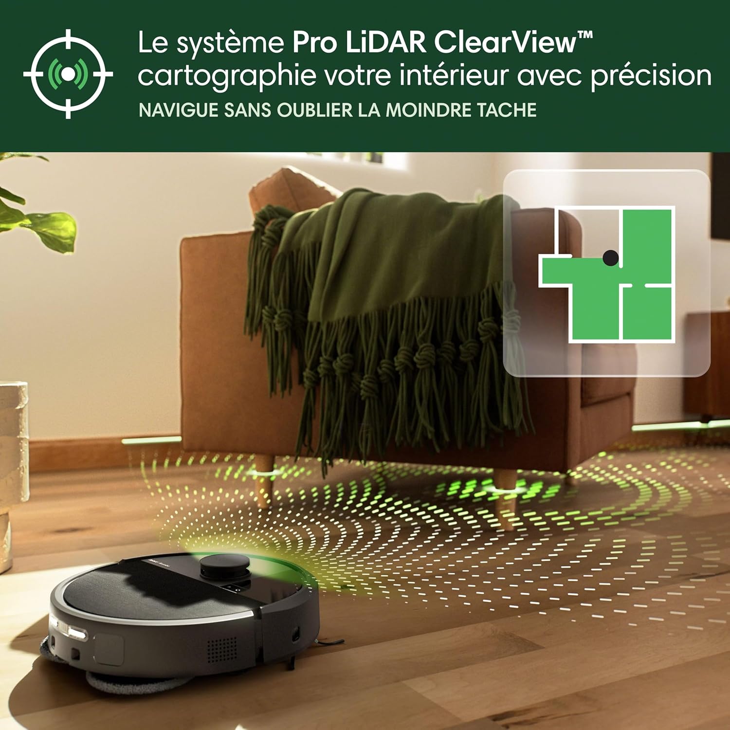 iRobot Roomba Plus 505 Combo Robot + AutoWash - Base Multifonction - Lavage et séchage à l'air Chaud des lingettes - PrecisionVision IA - LiDAR Clearview Pro - 75 Jours d'autovidage - Noir – Image 11