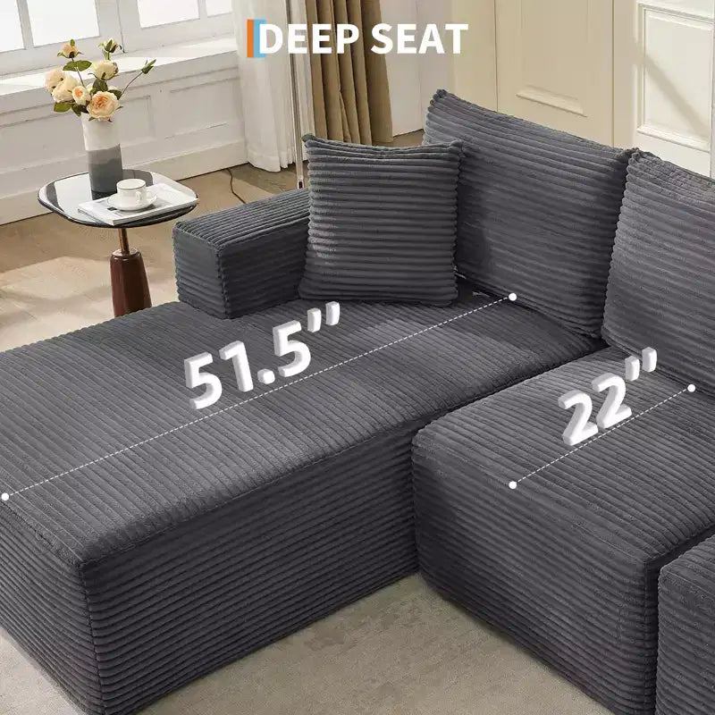 108 Modern Sofa Couch, 3 Seater Upholstered L Shaped Sofa with Pillows, Deep Seat Sofa, No Assembly Required – Image 19