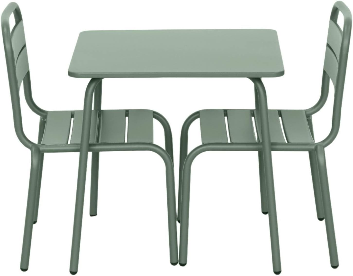 sweeek - Table de Jardin Enfant métal + 2 assises Vert de Gris Anna. 48x48cm – Image 4