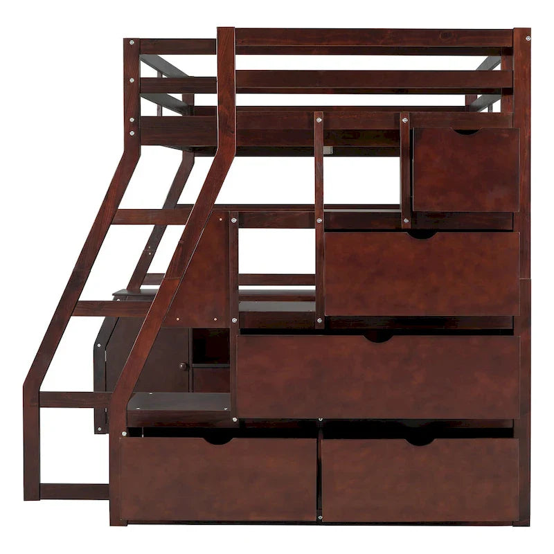 Full Pine Loft Bed with Desk and Storage – Image 30