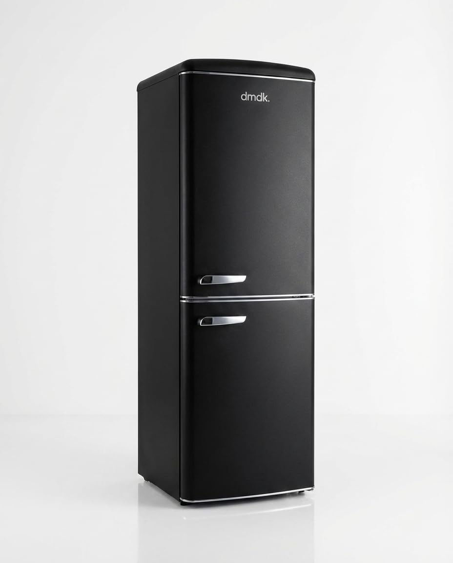 DMDK DKB3 Réfrigérateur-Congélateur Combiné Rétro, Noir Mat, 181 cm, No Frost, 244 l, Pose Libre, 55 x 57,50 cm – Image 3