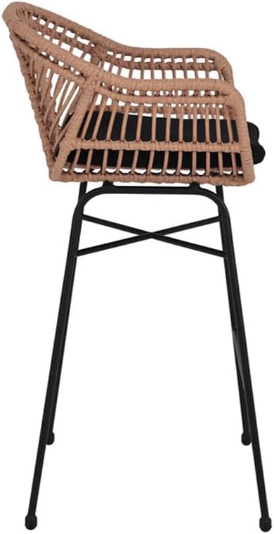 Lisa Design - Rosano - lot de 4 tabourets - effet rotin - bois et noir, Noir/Bois – Image 4