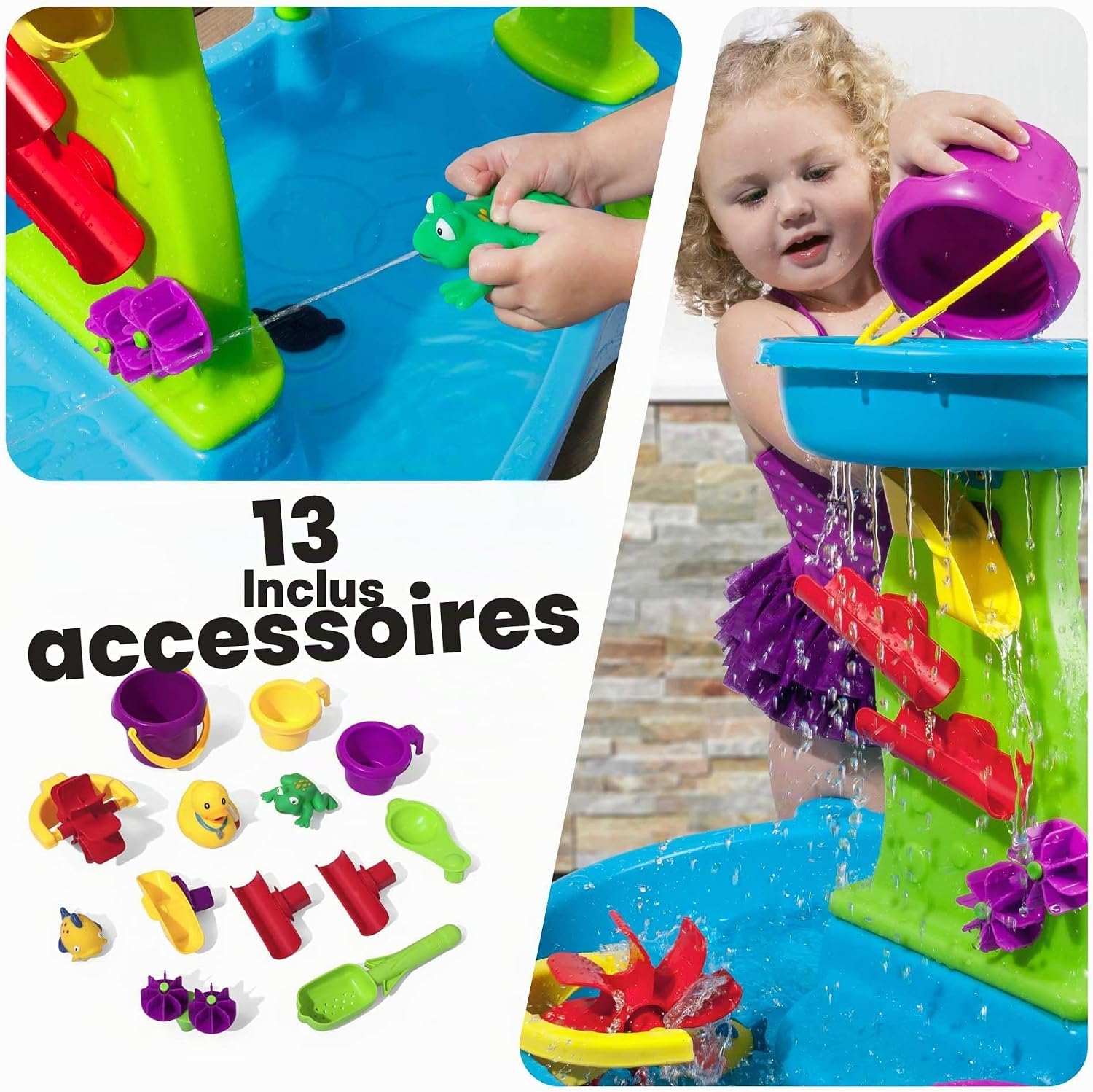 Step2 Rain Shower Splash Table d'eau avec 13 Accessoires - Bleu & Vert | Jeu extérieur Aquatique | Activité pour Le Jardin – Image 8