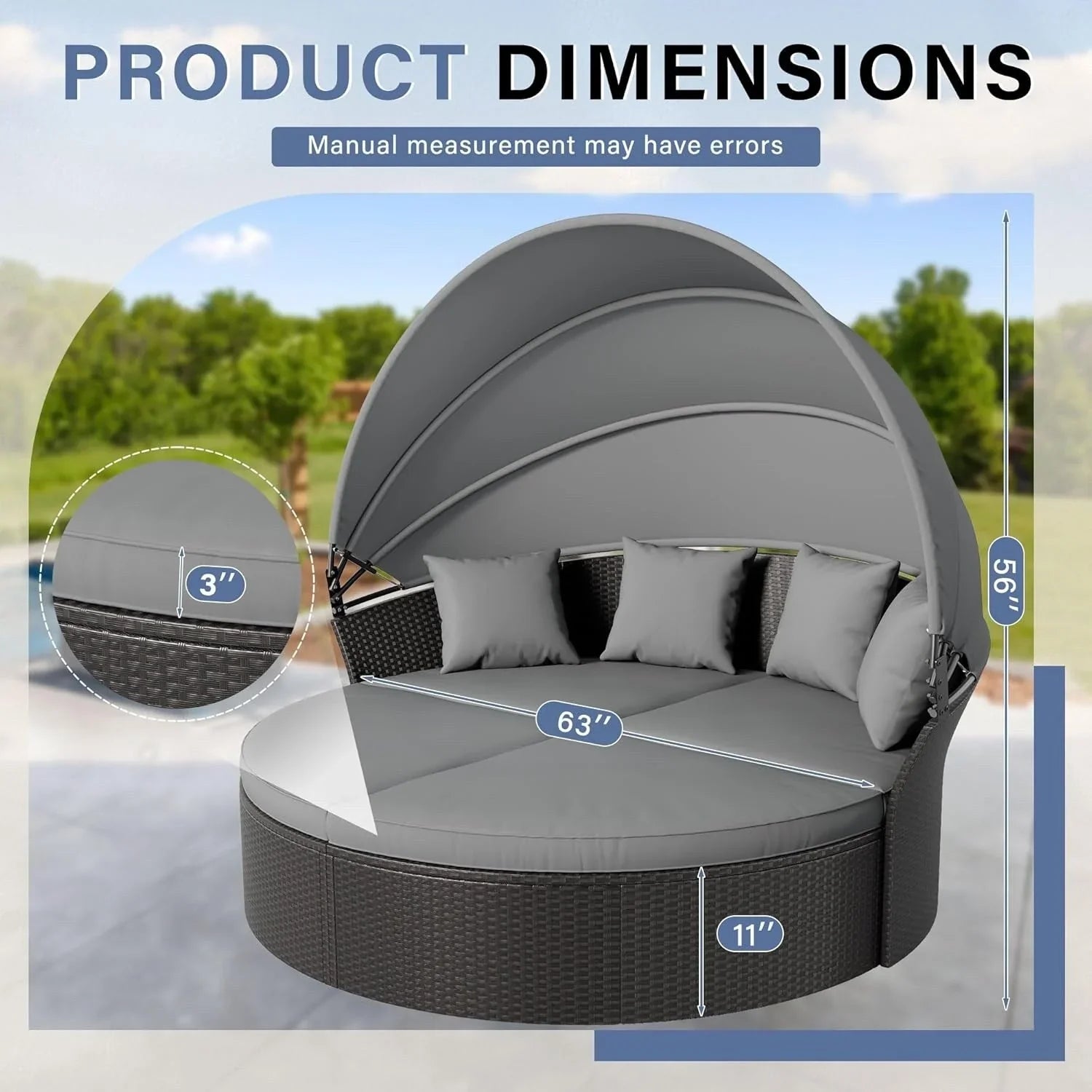 Nuon 4-Piece/5Piece Outdoor Patio Conversation Set Wicker Daybed Set with Canopy by Havenside Home – Image 9