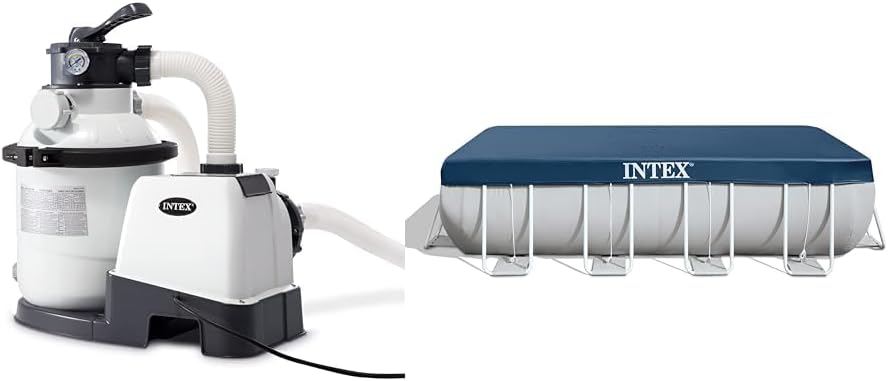 Intex filtre à sable sx1500 4m3/h pour piscine jusqu'à 24m3 & 28037 - Bâche Protection Pour Piscine Rectangulaire Tubulaire 4M X 2M