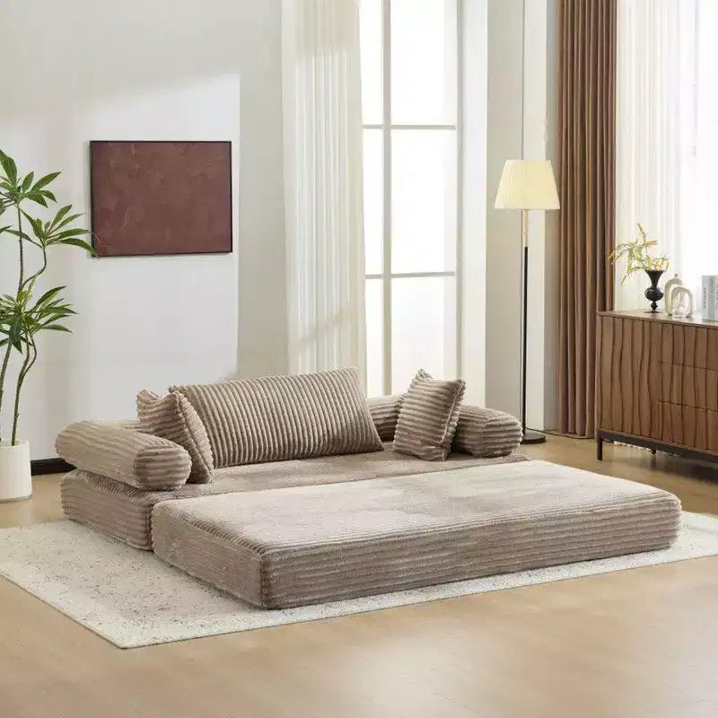 Dark Gray / Gray / Green / Sea Blue Corduroy Convertible Sleeper Sofa Bed, 2-Seater – Image 7