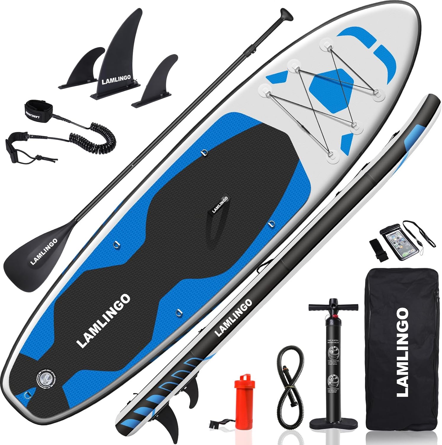 Rolimate Max 200 KG Stand Up Paddle Board Gonflable Adulte, Sup Planche en PVC Construction Ultra Robuste, Kit Pagaie, Pompe à Double Action, Sac à Dos Boîte réparation