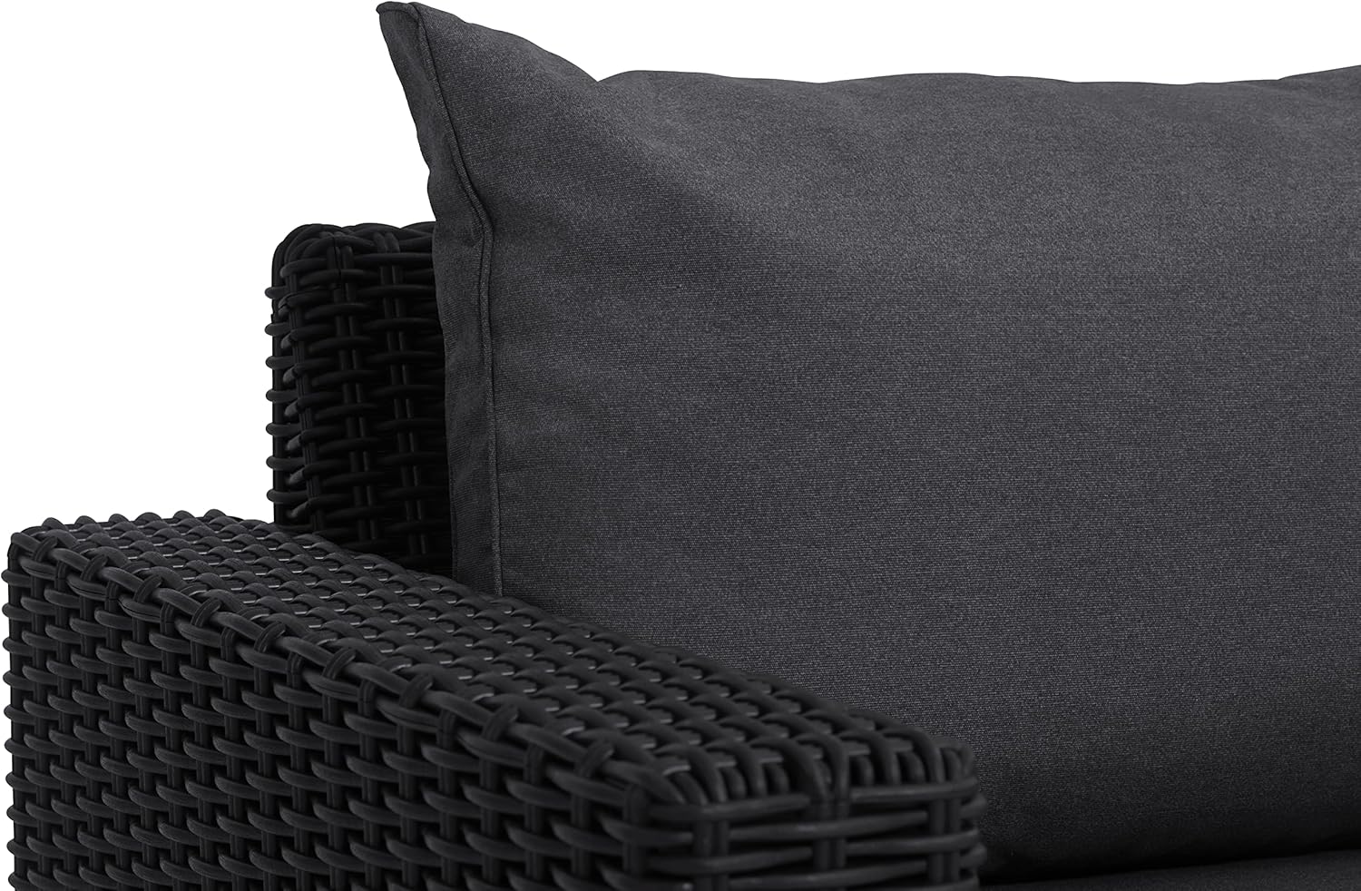 Allibert by Keter California Canapé de Jardin 3 Places avec Coussins d'assise et de Dossier, en Plastique, Aspect rotin, Rond, Graphite/Gris Froid, 199 x 68 x 72 cm – Image 5