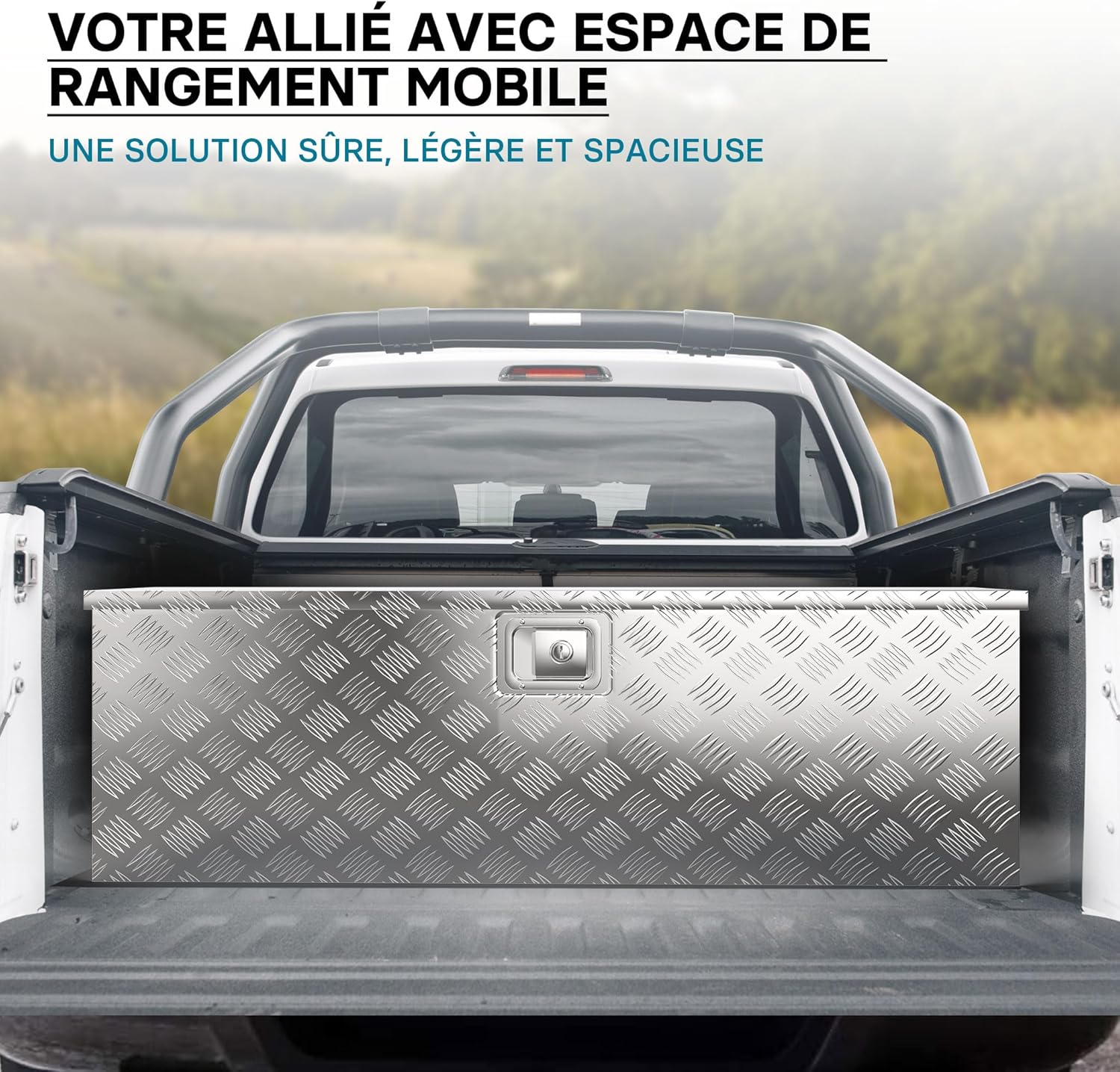 Wiltec Caisse à outils en aluminium - 124 x 37 x 38 cm - 170 litres - Boîte à outils alu ondulé - Vérins à gaz, poignées - Transport Rangement – Image 3