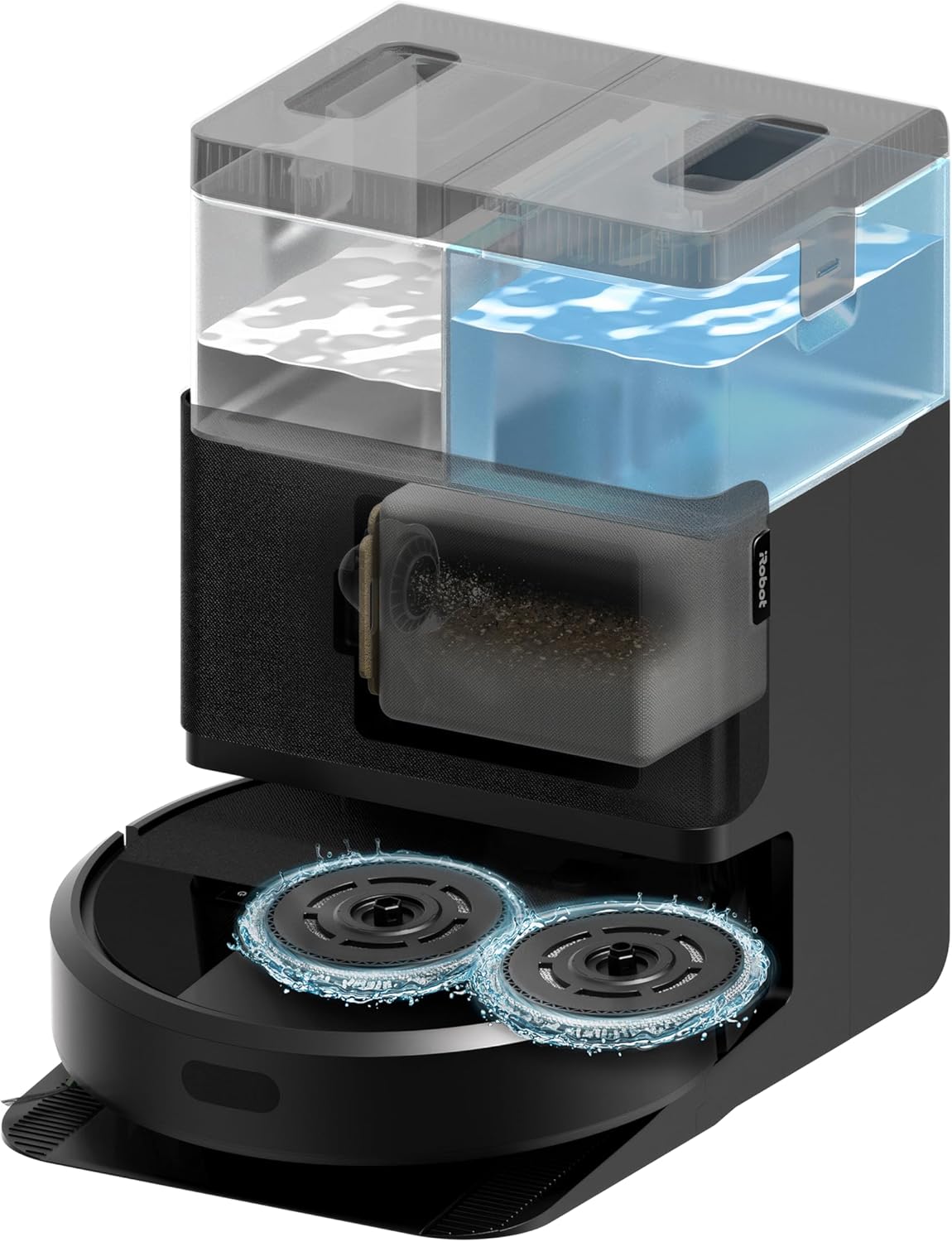 iRobot Roomba Plus 405 Combo Robot + AutoWash - Base Multifonction - Lavage et séchage des lingettes - LiDAR Clearview - 75 Jours d'autovidage - Double Lavage avec SmartScrub - Noir