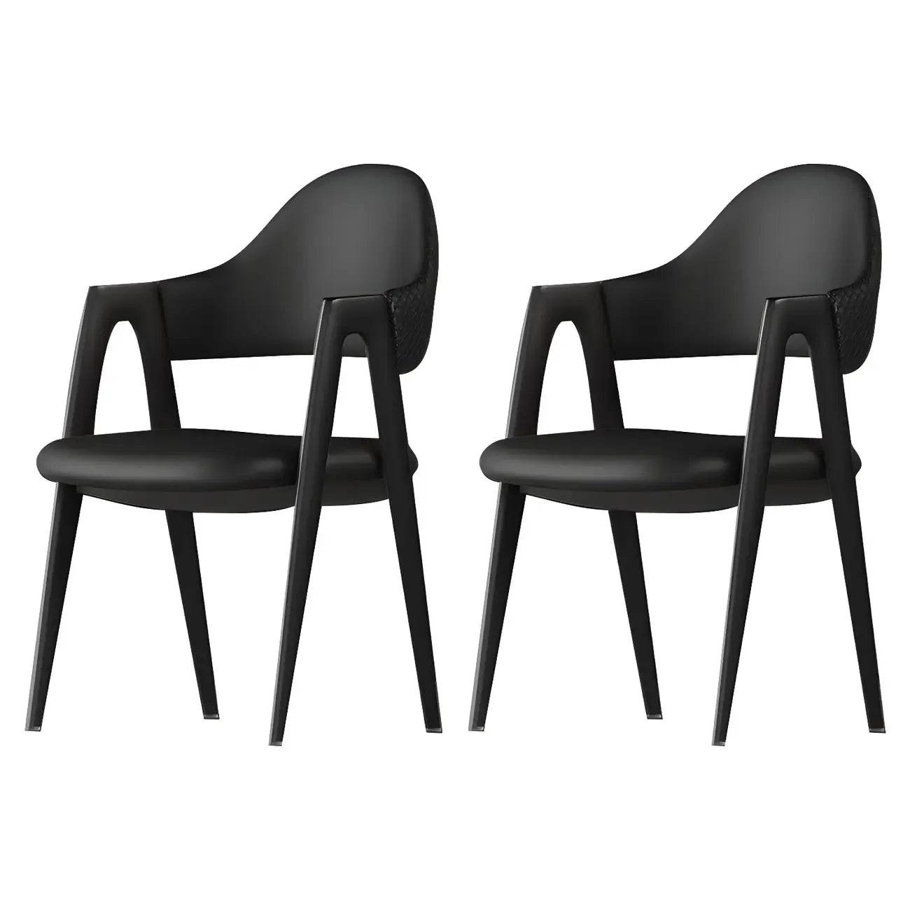 Modern Leather Curved Open Back Arm Dining Chair – Image 16