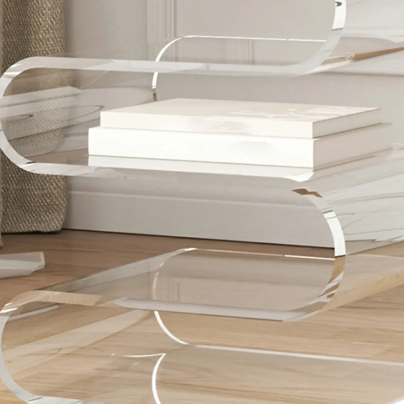 Contemporary Acrylic S-Shaped Side Table with Storage – Image 31