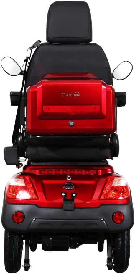 Scooter électrique 4 roues de mobilité pour senior et PMR, confort, sécurité et stabilité – RIDE66 RC60 (Rouge, Siège Capitaine) – Image 4