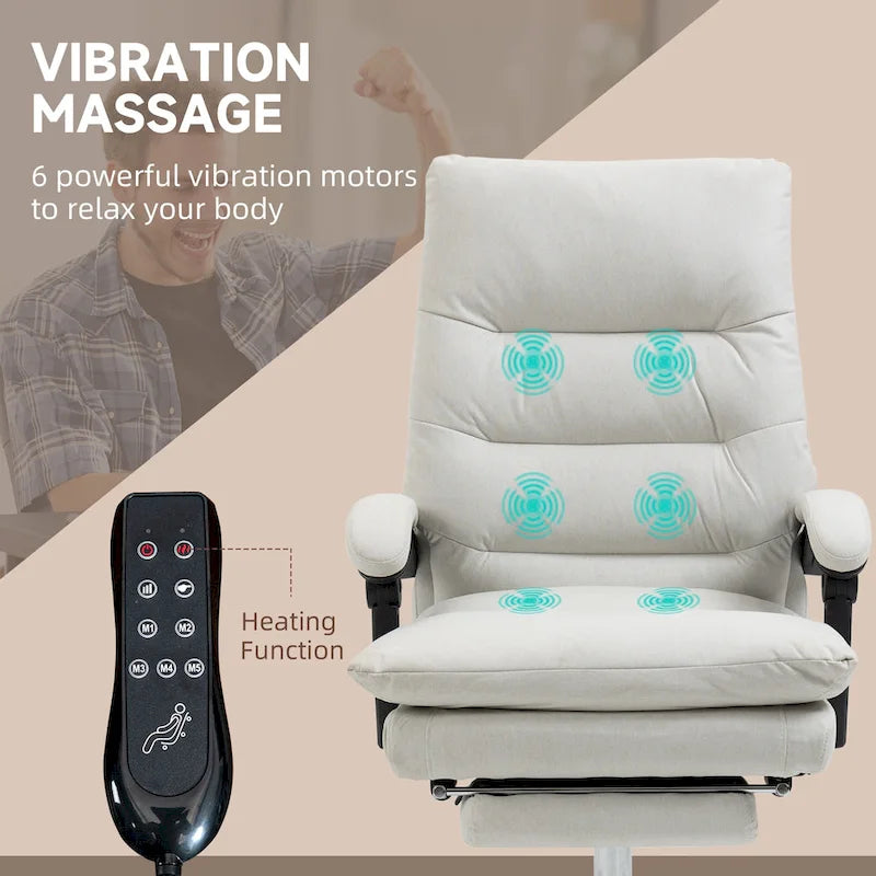 Vinsetto Microfibre Vibration Heated Reclining Massage Office Chair – Image 43